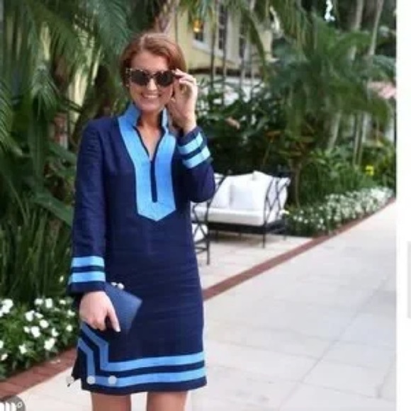 Sail to Sable Navy and Sky Blue Dress. XS - Picture 1 of 9